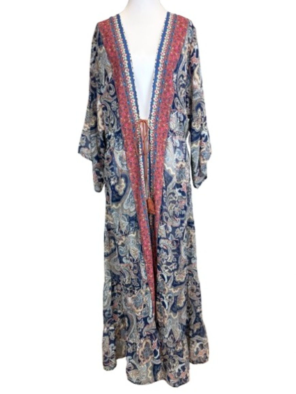 Davi & Dani Boho Paisley Duster Kimono Maxi Cardigan Floral Large Cottagecore